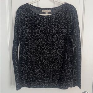 LOFT - Black & Gray Long Sleeve Top - NWT